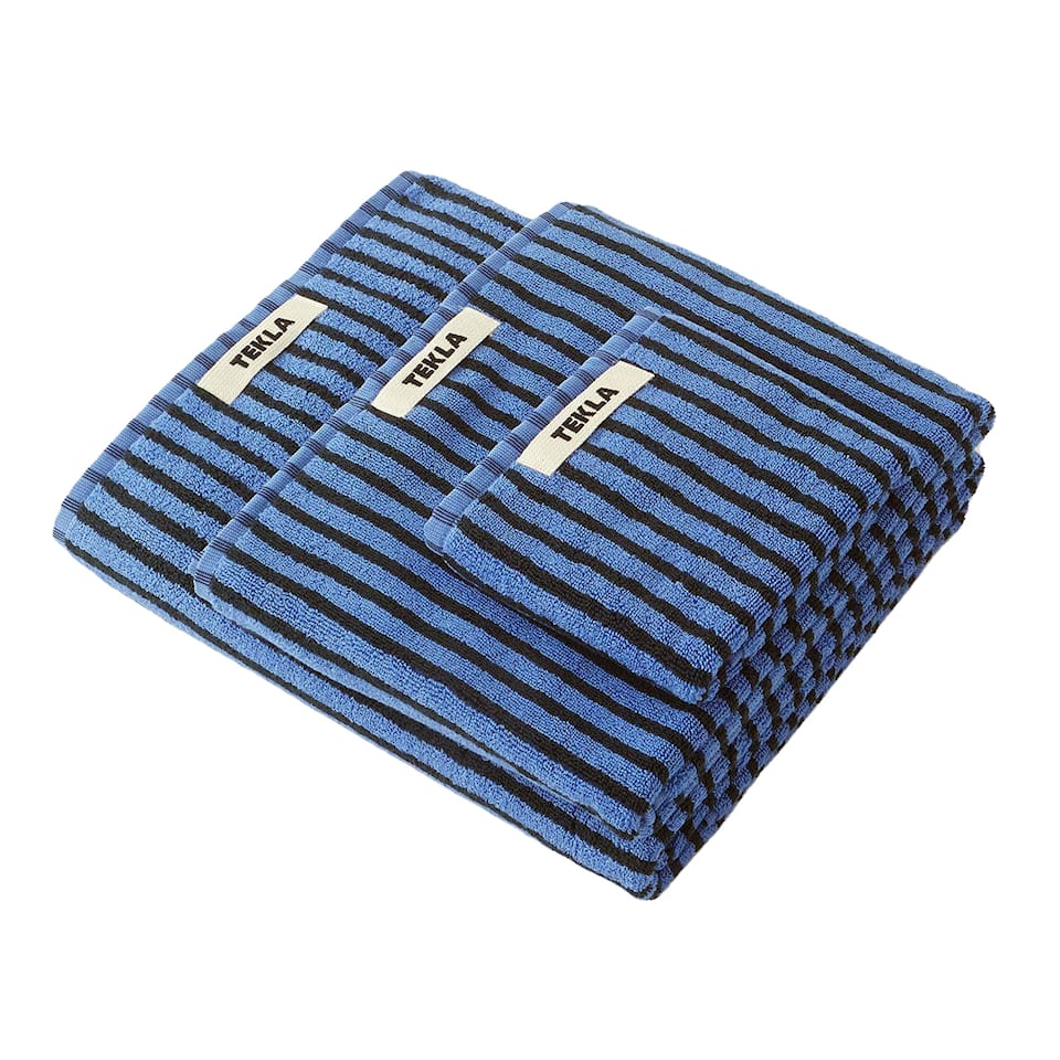 Terry Towel Black & Blue Stripes