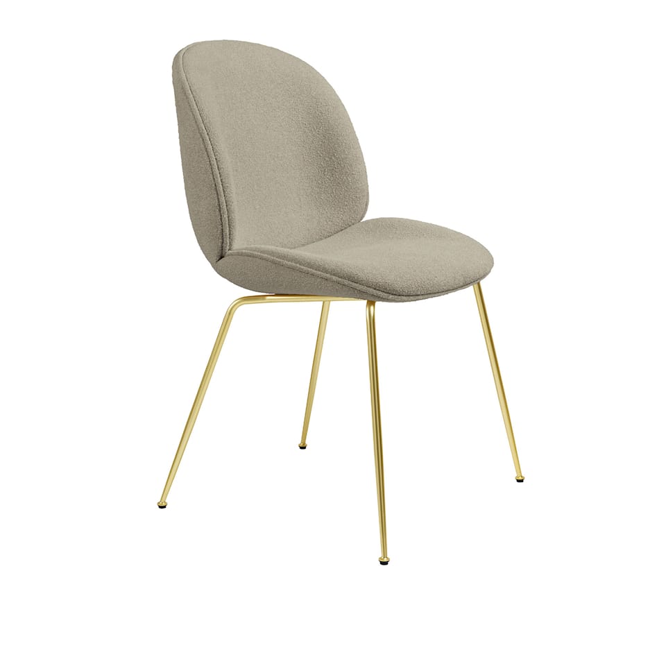 Beetle Dining Chair Brass - Upholstered Light Bouclé