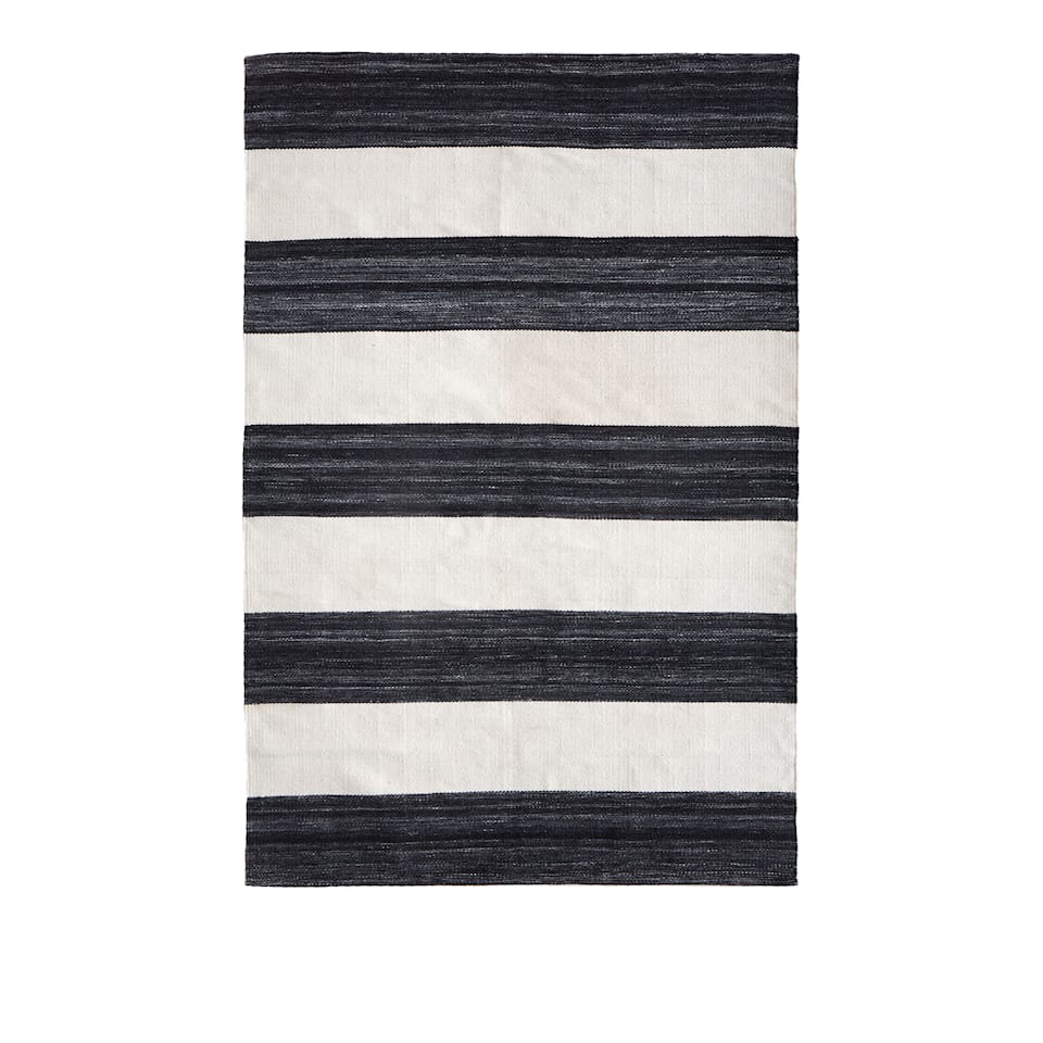 Outdoor Stripe Rug Black/White