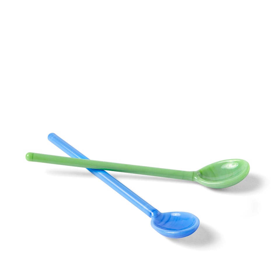 Glass Spoons Mono Set of 2 - Sky Blue/Green