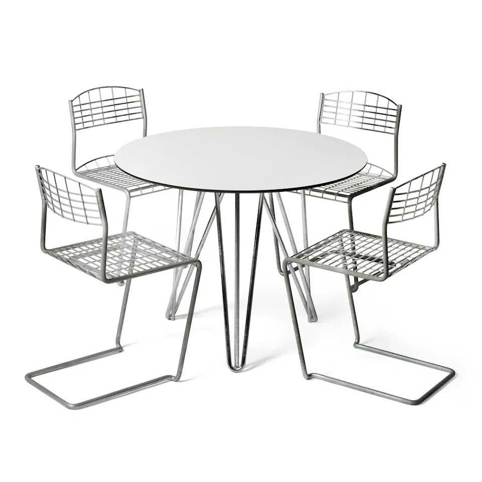 High Tech -sarja - High Tech -pöytä Ø90 cm & 4 High Tech -tuolia