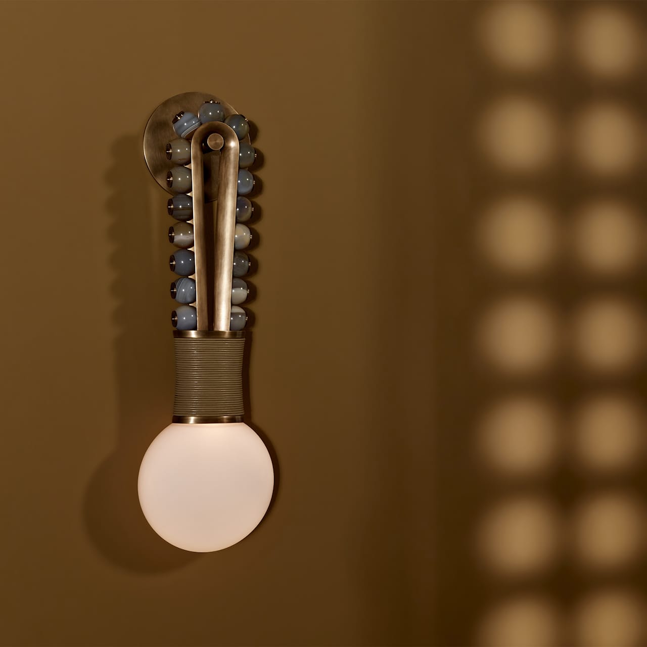 Talisman : Loop Sconce - Aged Brass/Agate/Tan Leather
