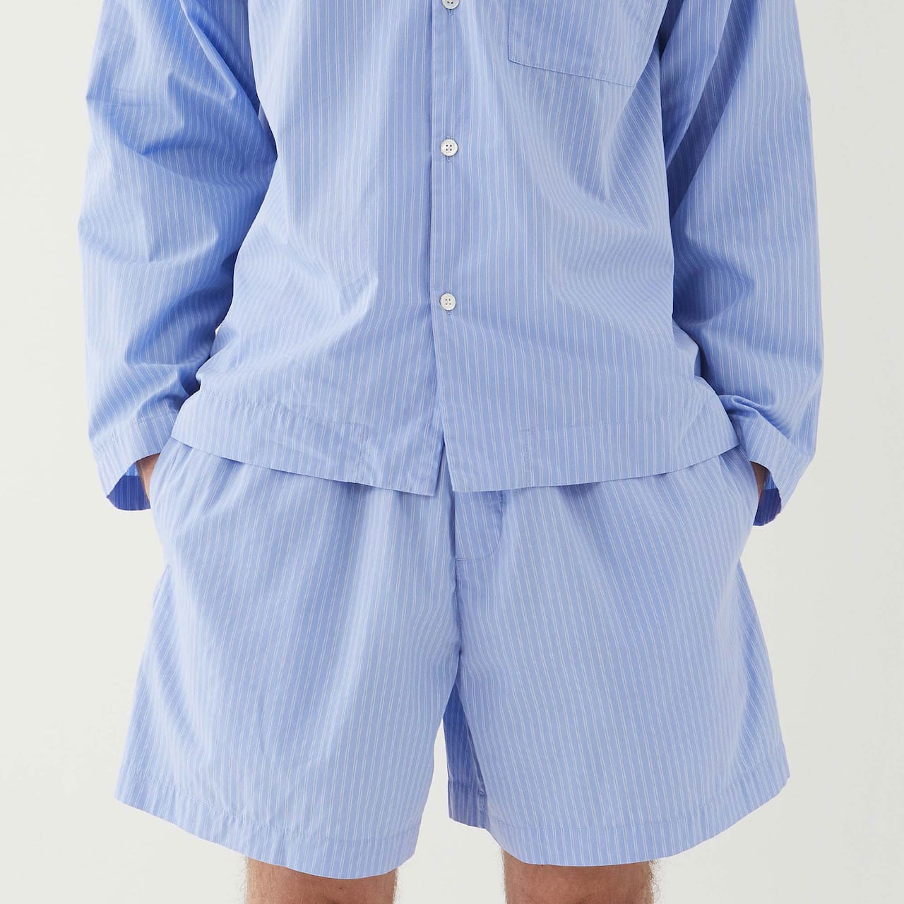 Poplin Pyjamas Shorts Blue Pin Stripes