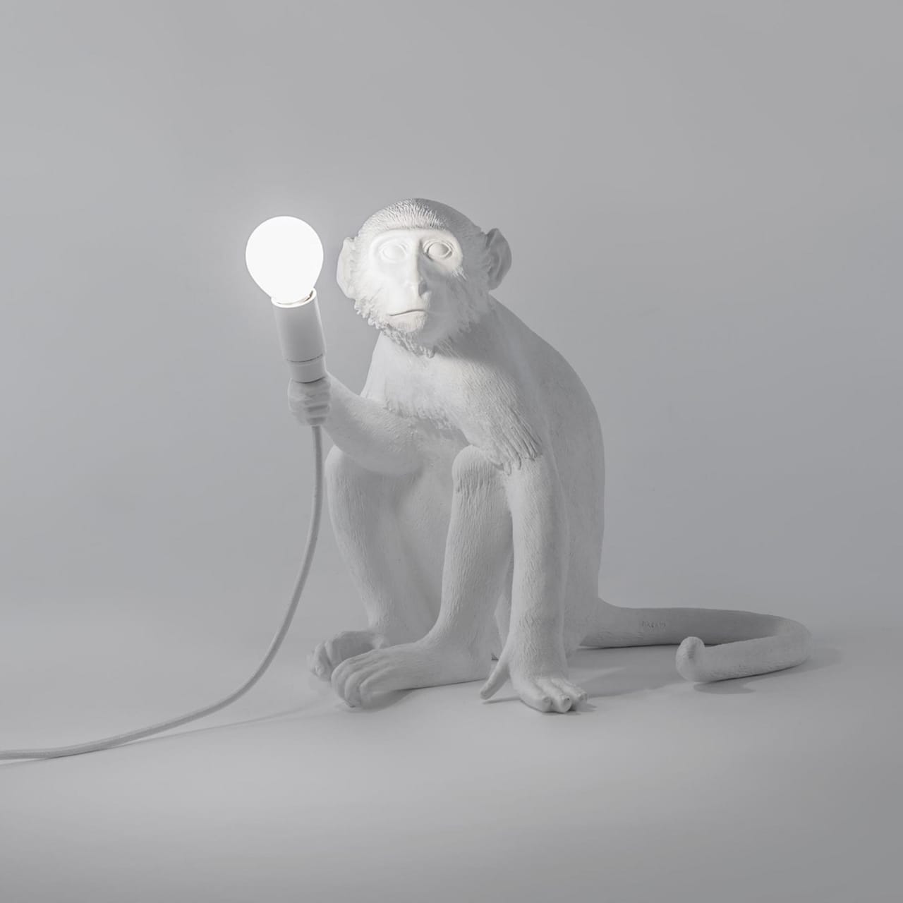Monkey Lamp Sitting White