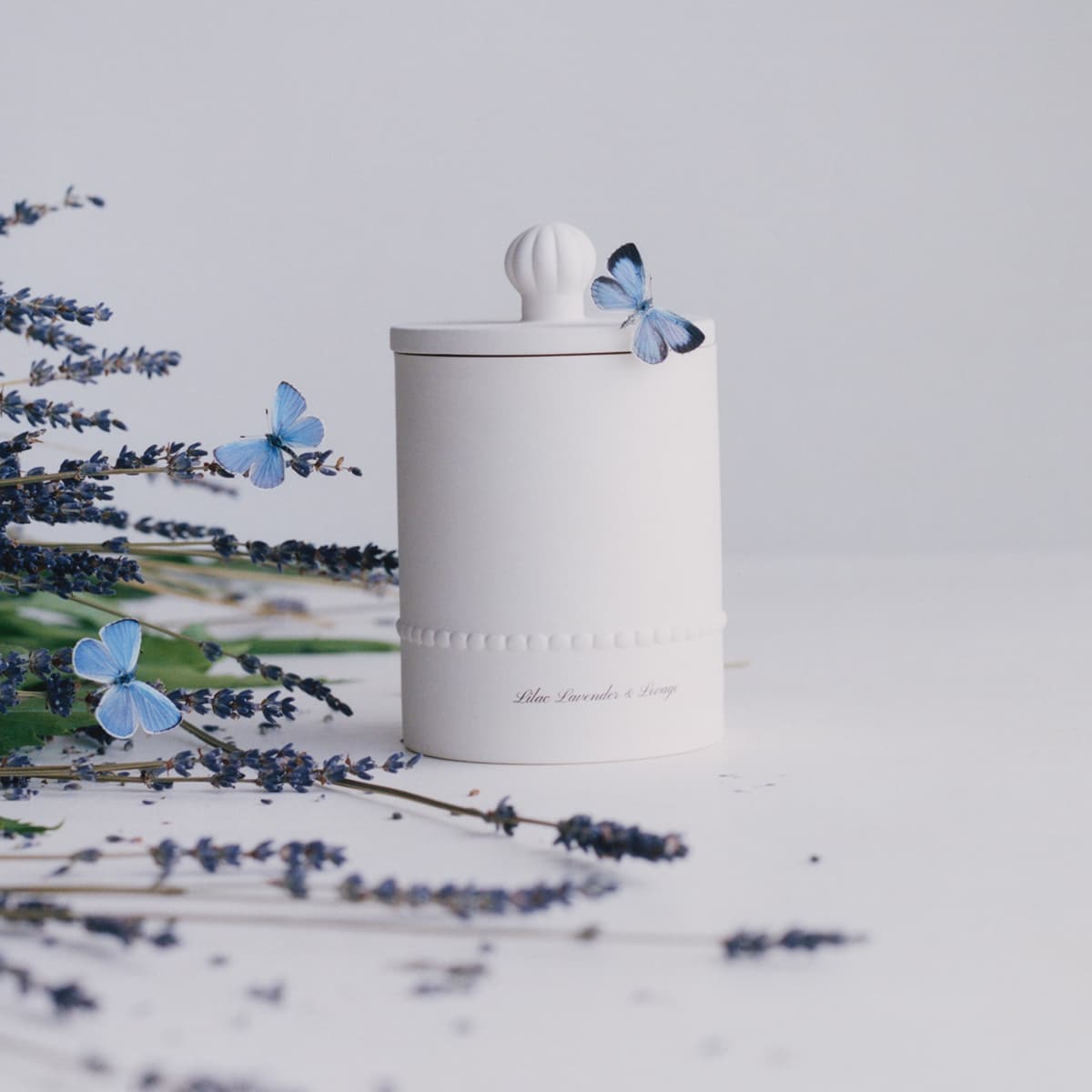 Lilac  Lavender Lovage Ceramic Candle