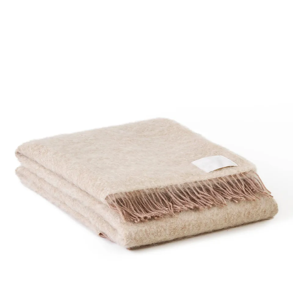 NO GA Merino Mohair Throw 130 x 180 cm Ecru Beige