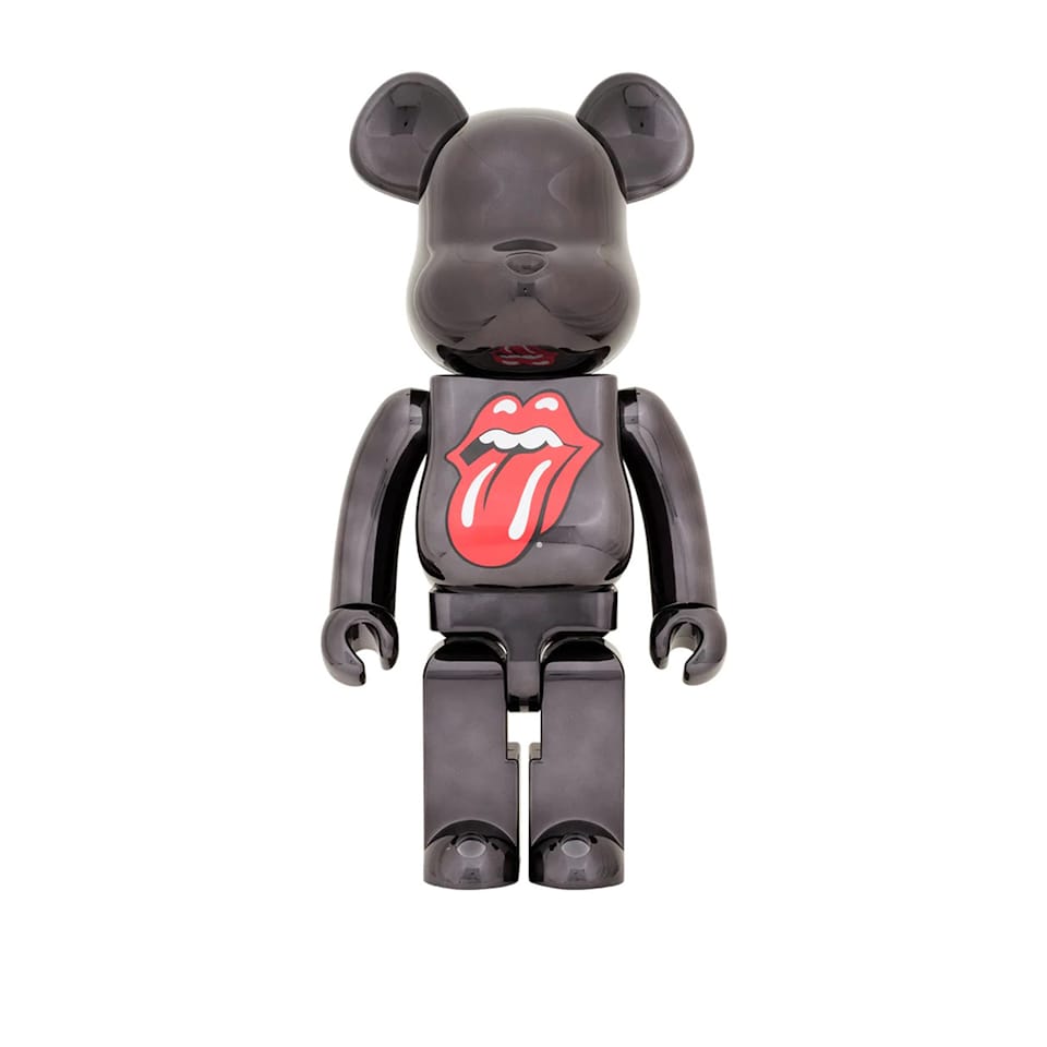 BE@RBRICK The Rolling Stones Lips  Tongue BLACK CHROME Ver. 1000%