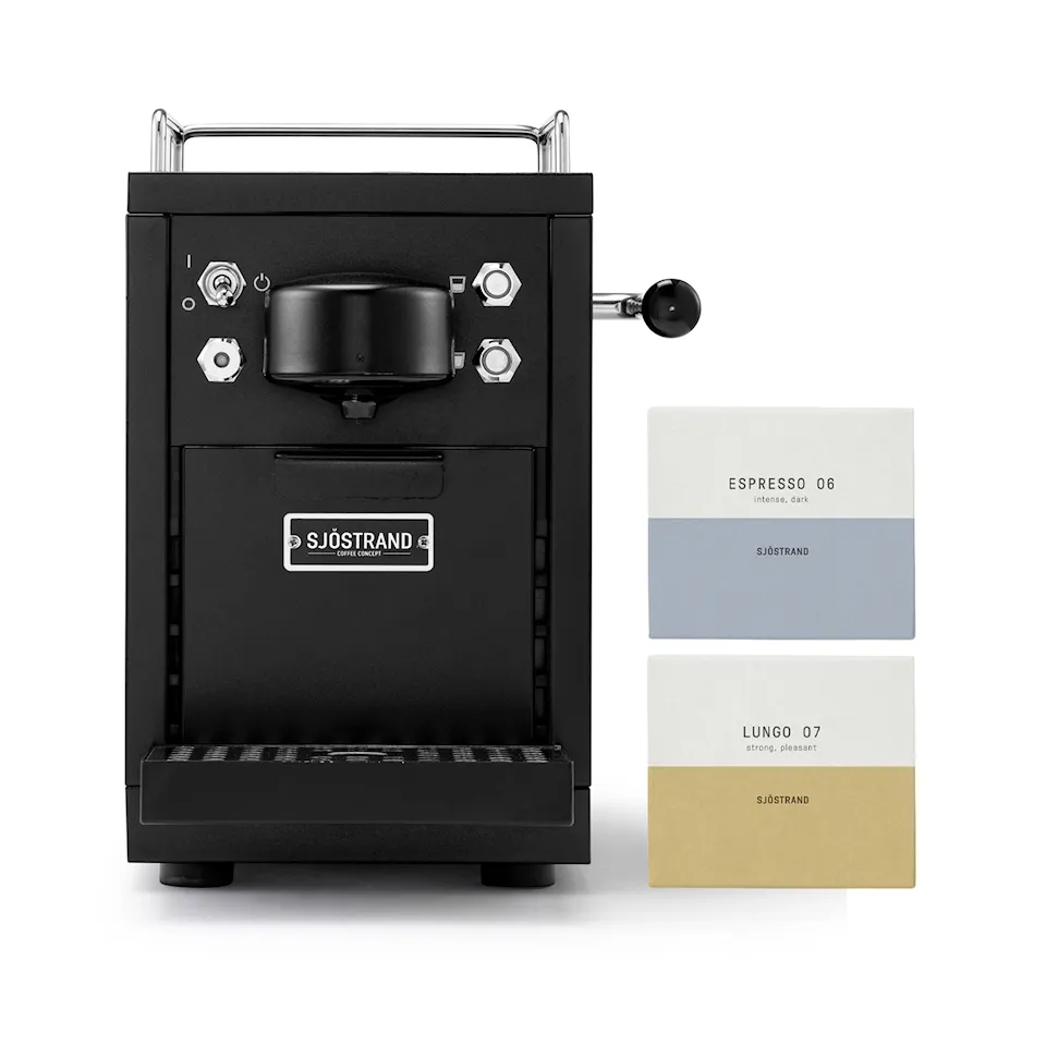 Sjöstrand Espresso Capsule Machine Black + Coffee Capsules 100 st