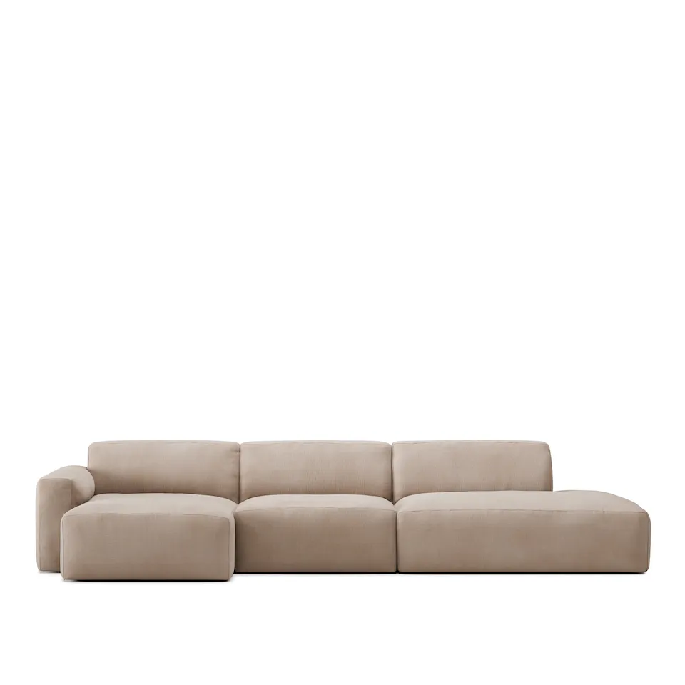 Brick 3-Seater Chaise Lounge Open End Right - Shadow Beige