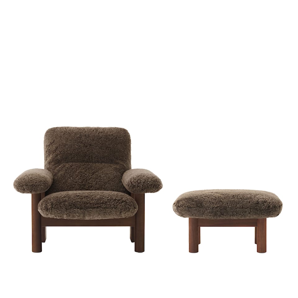 Brasilia Lounge Chair & Ottoman - Walnut/Sheepskin Root