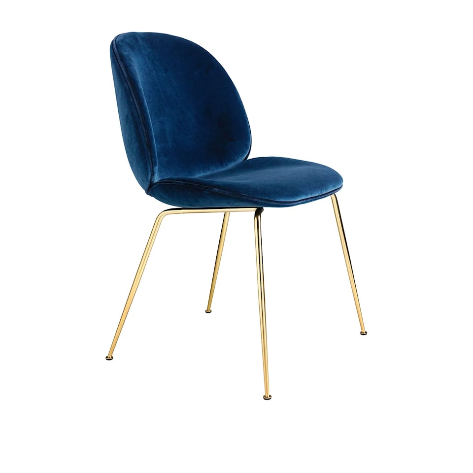 Beetle Dining Chair Conic Base Brass - Fully Upholstered