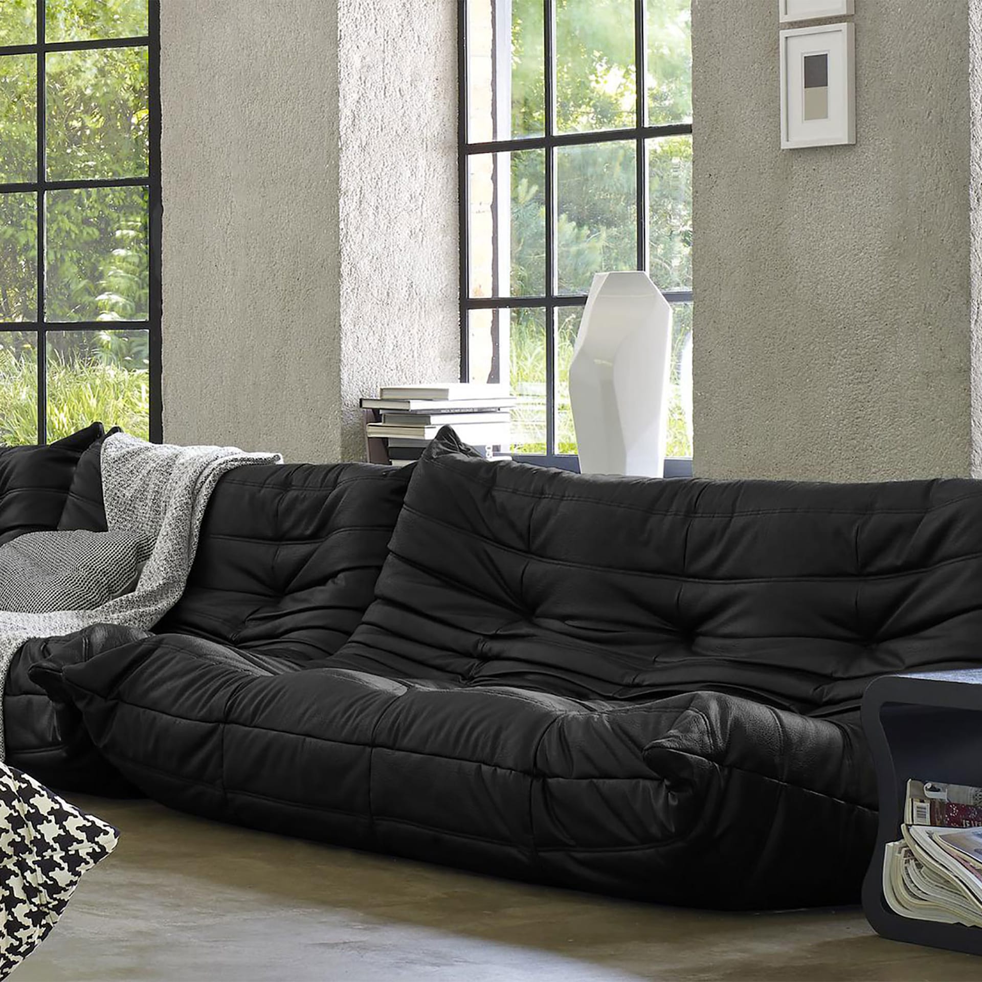 Black leather deals togo sofa