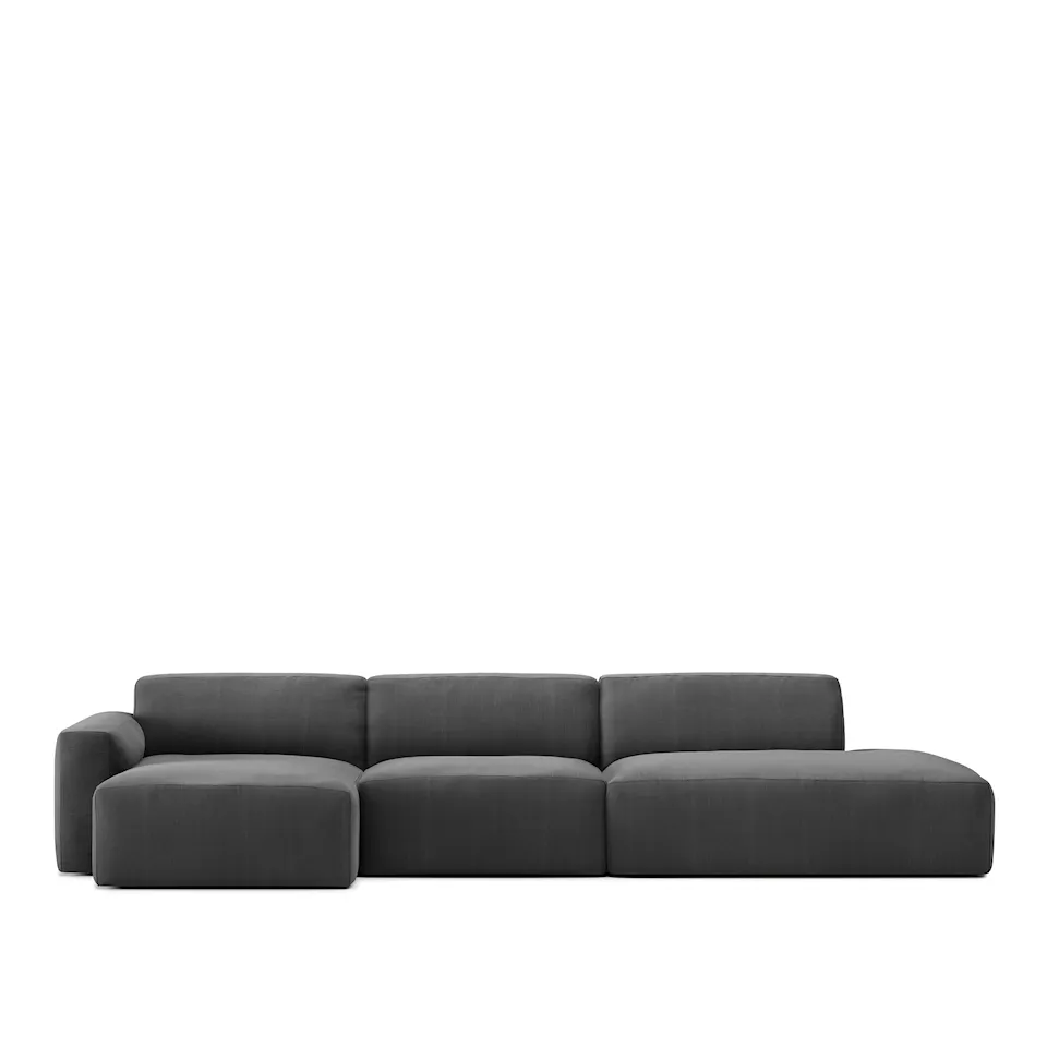 Brick 3-Seater Chaise Lounge Open End Right - Shadow Dark Grey