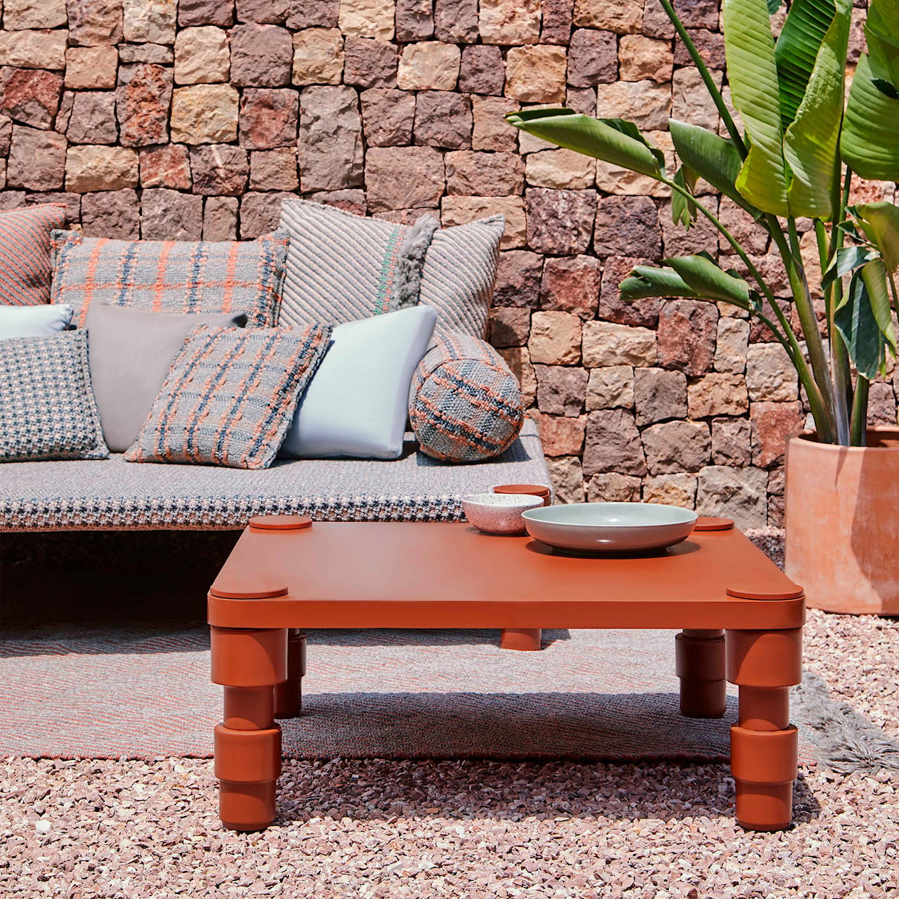 Garden Layers Big Cushion - Tartan Terracotta