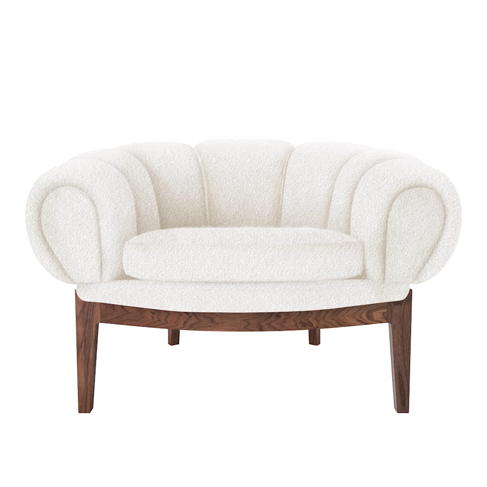 Croissant Lounge Chair Walnut Oiled/001 Ivory