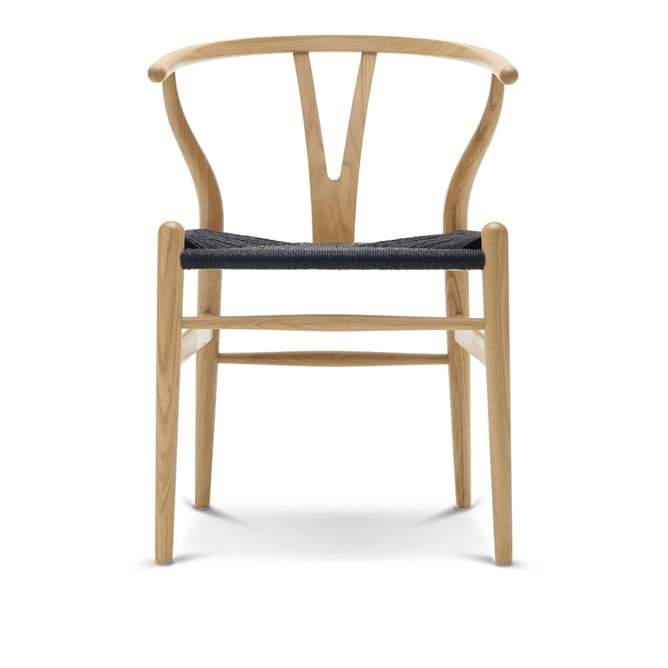 CH24 Wishbone Chair - Oak/Black Braided Paper Cord