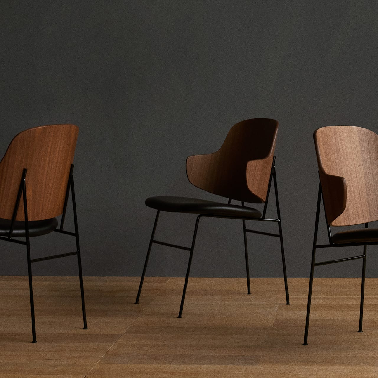 The Penguin Dining Chair Walnut - Seat Upholstered
